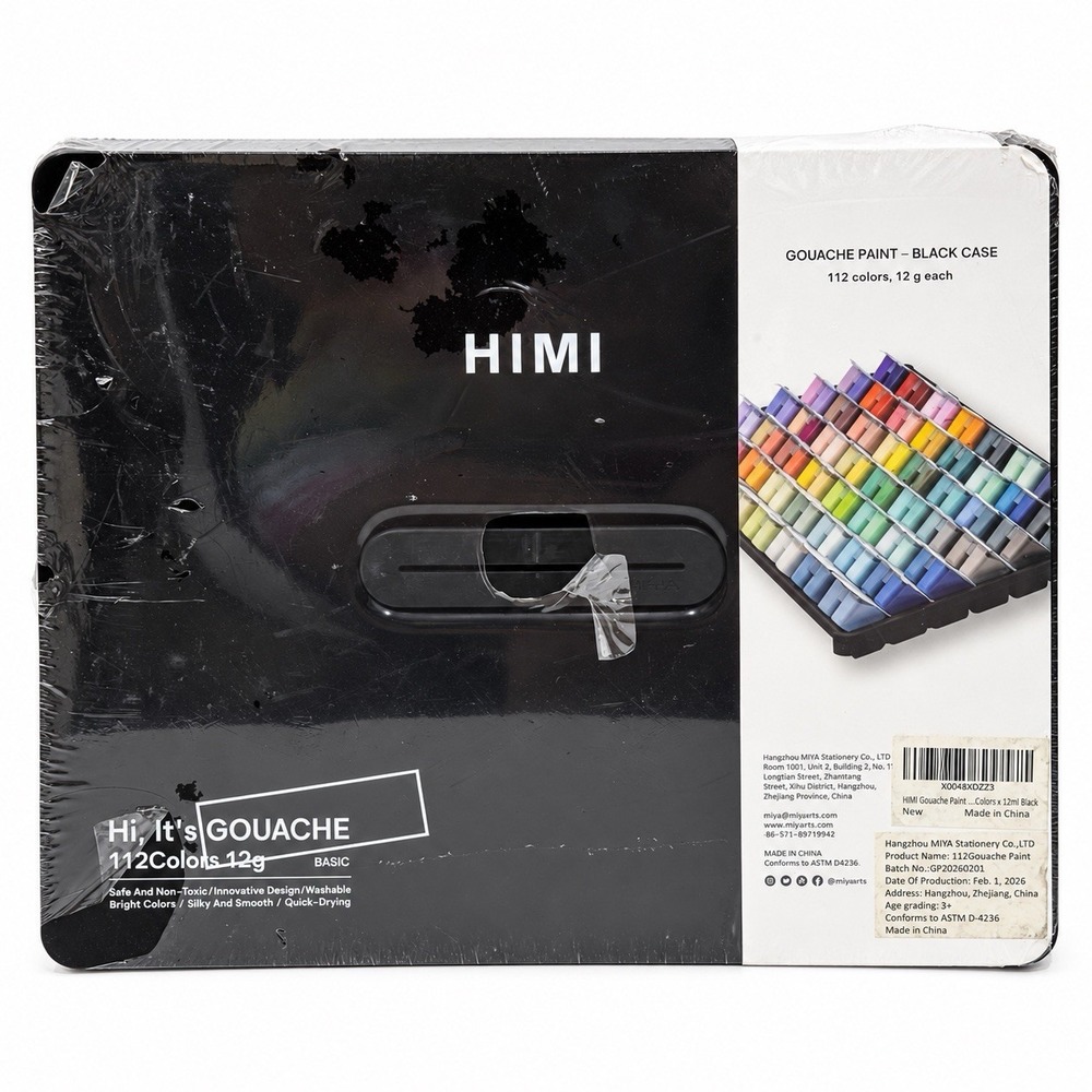 HIMI Gouache Paint Set 112 Colors 12g Jelly Cup Paints Black Case New Sealed